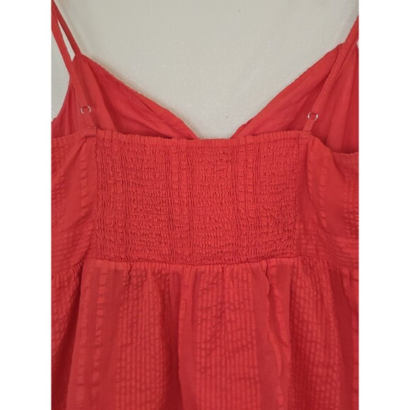 Loft Womens Medium Coral Red Tie Front V Neck Cami Tank Top Blouse Flowy Swing - Picture 6 of 9
